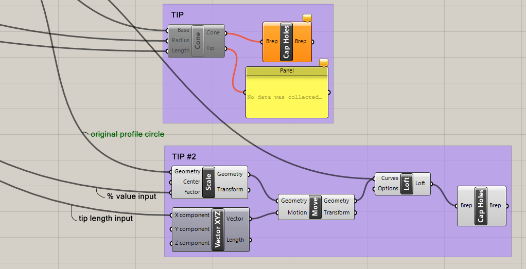 creating the second tip in grasshopper